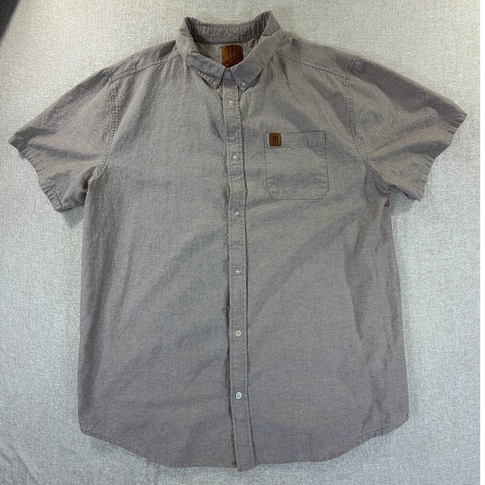 Monster Men's Brown XL Java Monster Short Sleeve Button Front Shirt Casual Fit